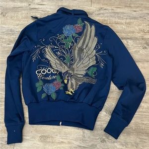 Coogi Couture Rhinestone Eagle Full Zip Jacket Woman. Size Large.